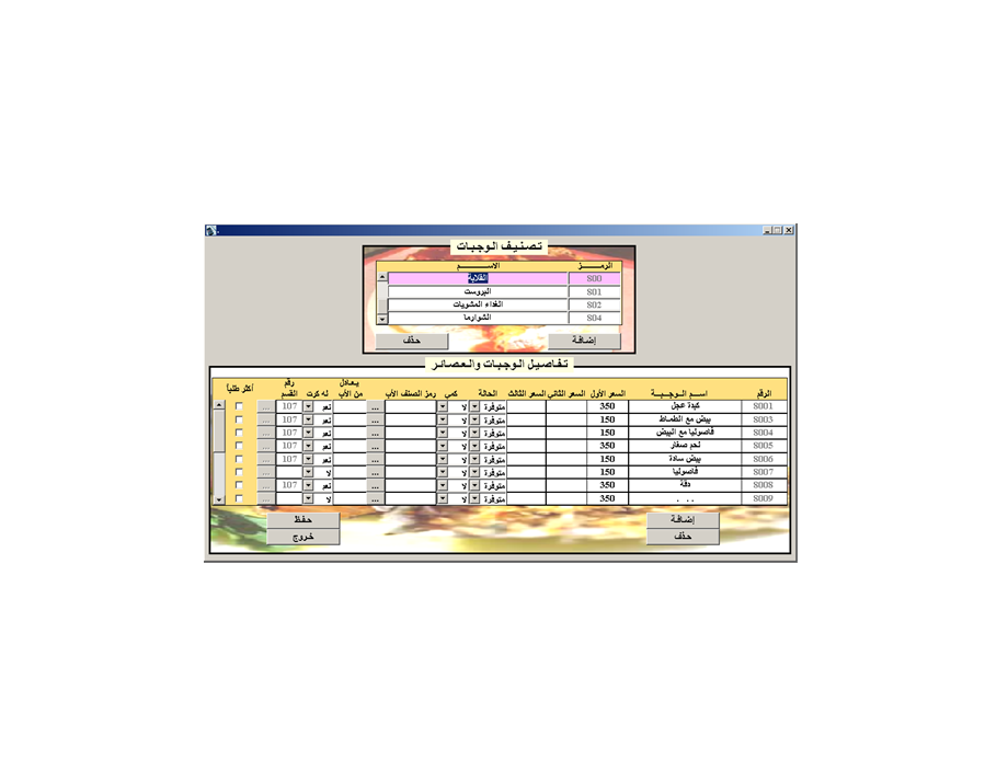 شاشة إدارة المخزون